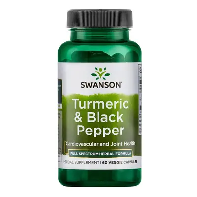 Swanson Turmeric & Black Pepper (Kurkuma a černý pepř), 60 rostlinných kapslí