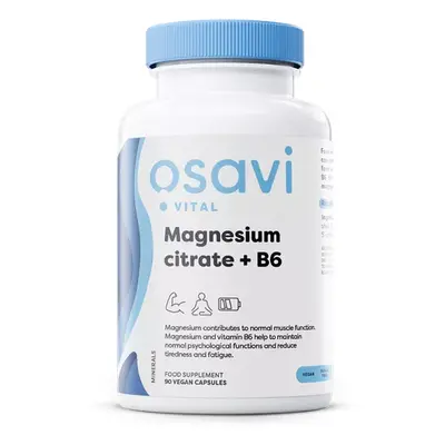 Osavi Magnesium citrate + B6, Hořčík citrát + B6, 375 mg + 4,2 mg, 90 rostlinných kapslí