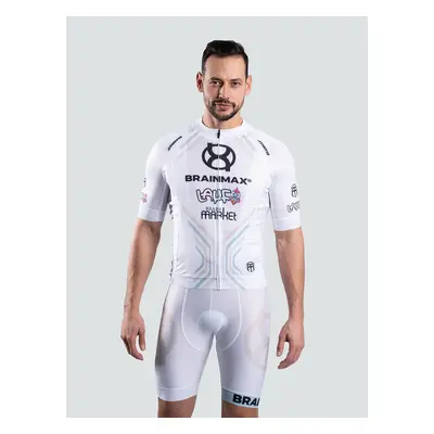 BrainMax LAUF cyklistický set, bílý dres a bílé kraťasy se šlemi