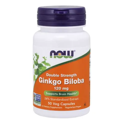 Now® Foods NOW Ginkgo Biloba Double Strenght, 120 mg, 50 rostlinných kapslí