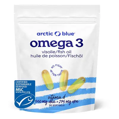 Arctic Blue Omega 3, 550 mg DHA, 275 mg EPA & Vitamin D 400 IU, 30 kapslí