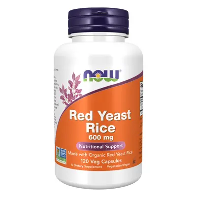 Now® Foods NOW Red Yeast Rice (Červená kvasnicová rýže, extrakt) 600 mg, 120 rostlinných kapslí