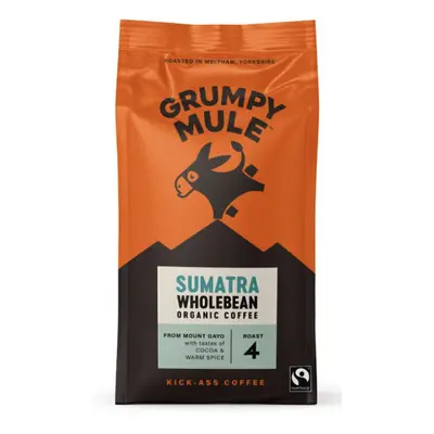 Grumpy Mule Sumatra Wholebean Coffee, 100% Arabica, zrnková káva, BIO