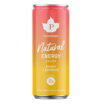 Puhdistamo Natural Energy Drink Rhuby Lemonade, Energetický drink, Rebarbora, 330 ml