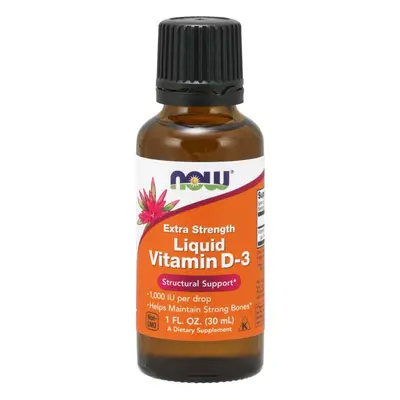 Now® Foods NOW Tekutý vitamin D3 Extra silný, 1000 IU v 1 kapce, cca 1071 dávek, 30 ml