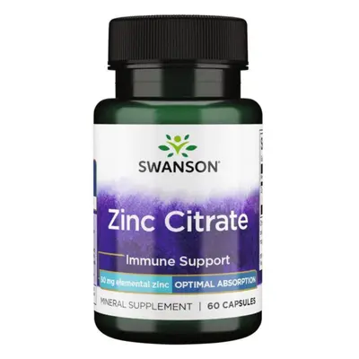 Swanson Zinc Citrate, Zinek Citrát, 30 mg, 60 kapslí