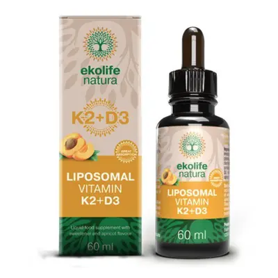 Ekolife Natura - Liposomal Vitamin K2 + D3 (Lipozomální vitamín K2+ D3), meruňková příchuť, 60 m