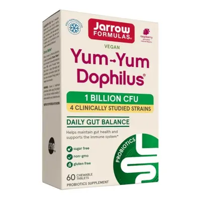 Jarrow Formulas Jarrow Yum-Yum Dophilus, probiotika, 1 milarda CFU, 4 probiotické kmeny, malina,