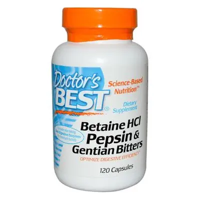 Doctor's Best Betaine HCl + Pepsin & Gentian Bitters (horec), 120 kapslí