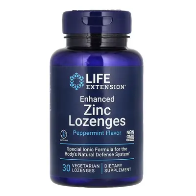 Life Extension Enhanced Zinc Lozenges, zinkové pastilky, příchuť máta, 30 pastilek