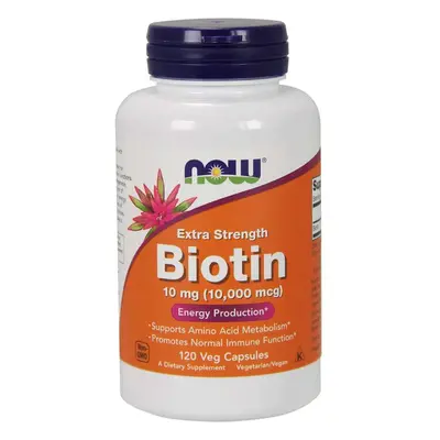 Now® Foods NOW Biotin, 10 mg Extra Strength, 120 rostlinných kapslí