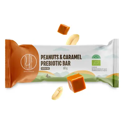 BrainMax Pure Peanuts & Caramel Prebiotic Bar, prebiotická tyčinka, arašídy a karamel, BIO, 60 g