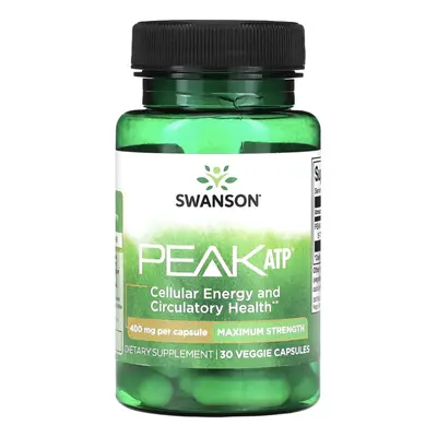 Swanson Peak ATP Maximum Strength, podpora energie, 30 rostlinných kapslí