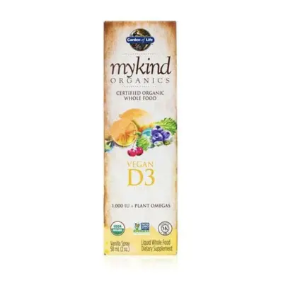 Garden of life Mykind Organics Vegan D3 Oranic spray 1000 IU, Vitamín D3 sprej, vanilka, 58 ml