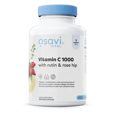 Osavi Vitamin C with Rutin a Rose Hip, 1000 mg Vitamín C s Rutinem a Šípkem, 120 vegan kapslí