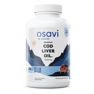 Osavi Norwegian Cod Liver Oil, Norský olej z tresčích jater, citrón, 1000 mg, 180 kapslí