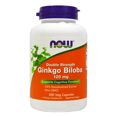 Now® Foods NOW Ginkgo Biloba Double Strenght, 120 mg, 200 rostlinných kapslí