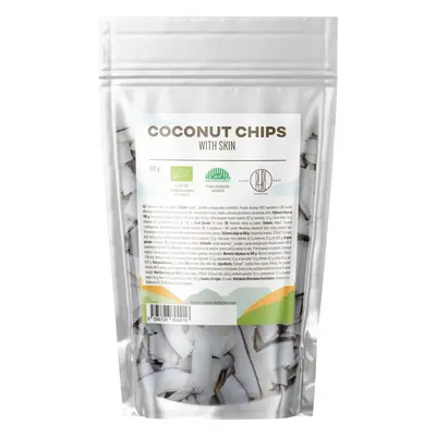 BrainMax Pure Coconut Chips with skin, Kokosové chipsy se slupkou, BIO