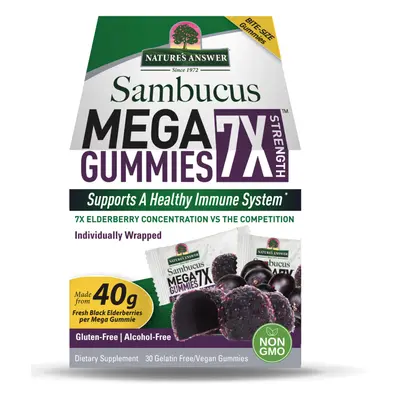 Nature's Answer Sambucus Mega Gummies, gumové bonbóny, černý bez, 30x 5 g