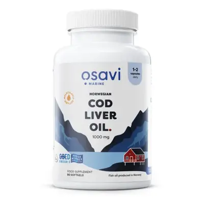 Osavi Norwegian Cod Liver Oil, Norský olej z tresčích jater, citrón, 1000 mg, 90 kapslí