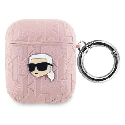 Karl Lagerfeld PU Embossed Karl Head pouzdro AirPods 1/2 růžové