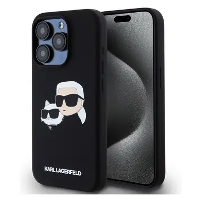 Karl Lagerfeld Liquid Silicone Double Heads Magsafe zadní kryt iPhone 15 Pro černý