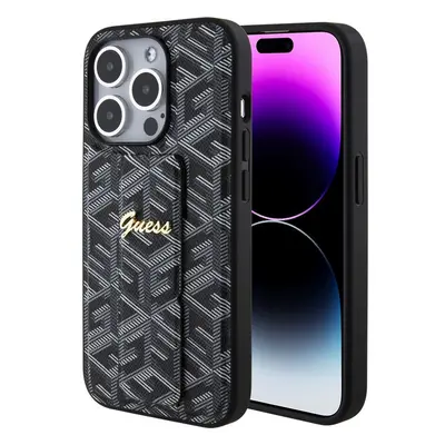 Guess PU Grip Stand G Cube kryt iPhone 15 Pro Max černý