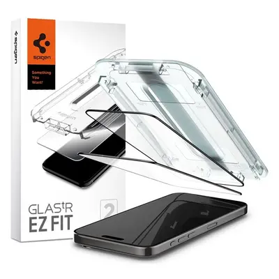 Spigen Glass tR EZ Fit 2 Pack tvrzené sklo iPhone 15 Pro černé