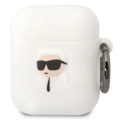 Karl Lagerfeld 3D Logo NFT Karl Head Silikonové pouzdro Airpods 1/2 bílé