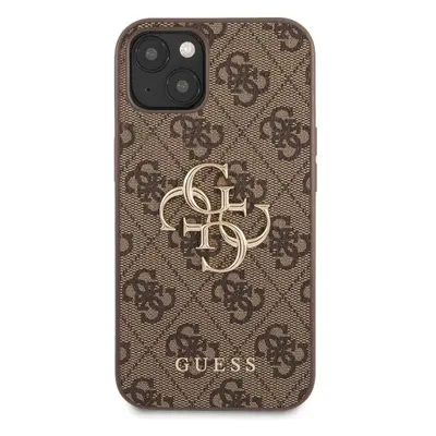 Guess PU 4G Metal Logo Case iPhone 13 hnědý