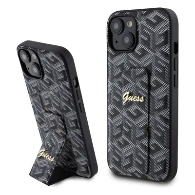 Guess PU Grip Stand G Cube kryt iPhone 15 černý