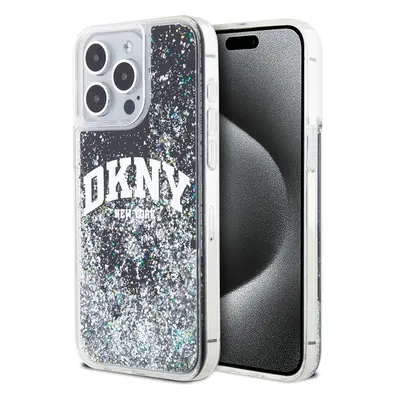 DKNY Liquid Glitter Arch Logo kryt iPhone 14 Pro černý