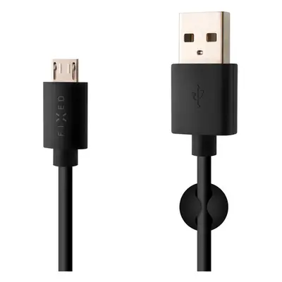 FIXED datový a nabíjecí kabel microUSB, 2 metry, 2,4A, černý