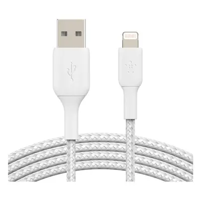 Belkin BOOST Charge Braided Lightning/USB-A odolný kabel, 2m, bílý