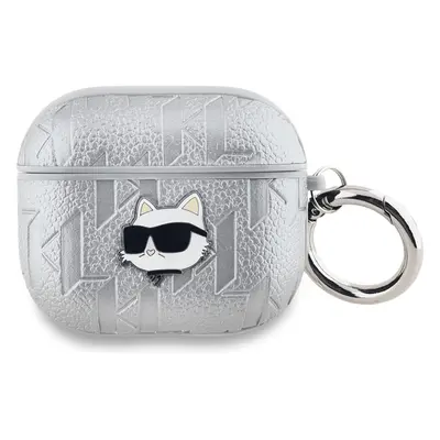 Karl Lagerfeld PU Embossed Choupette Head pouzdro AirPods 3 stříbrné