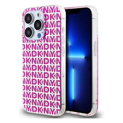 DKNY PC/TPU Repeat Pattern kryt iPhone 15 Pro růžový