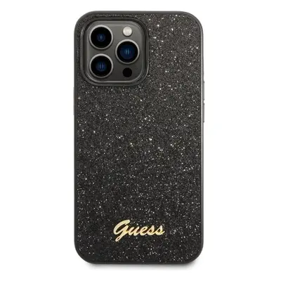 Guess PC/TPU Glitter Flakes Metal Logo kryt iPhone 14 Pro Max černý