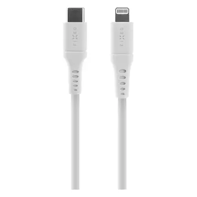 FIXED Liquid silicone kabel USB-C/Lightning (PD), MFi, 2m, bílý