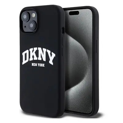 DKNY Liquid Silicone Arch Logo MagSafe kryt iPhone 14 černý