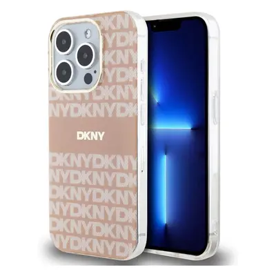 DKNY PC/TPU Repeat Pattern Tonal Stripe Magsafe kryt iPhone 15 Pro růžový