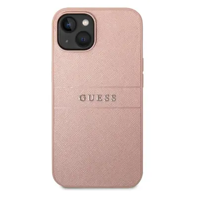 Guess PU Leather Saffiano kryt iPhone 14 růžový