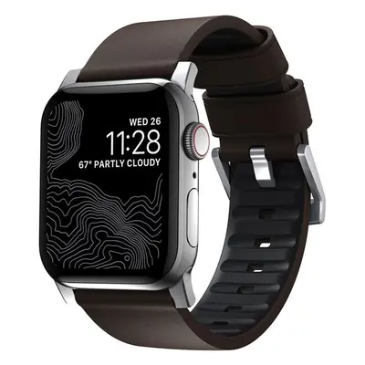 Nomad Active Strap Pro hydrofobní kožený řemínek Apple Watch 49/46/45/44/42mm hnědý/stříbrný