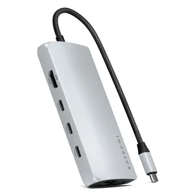 Satechi USB-C Multiport adaptér 8K with Ethernet V3 - Silver, ST-P8KES Stříbrná