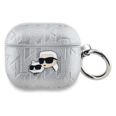 Karl Lagerfeld PU Embossed Karl and Choupette Heads pouzdro AirPods Pro 2 stříbrné