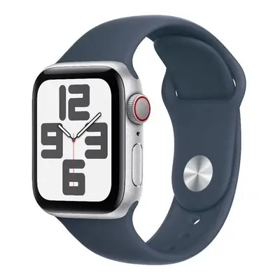 Apple Watch SE (2023) Cellular 40mm sportovní silikonový řemínek bouřkově modrý S/M Stříbrná