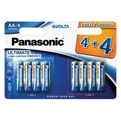 Panasonic Evolta AA alkalické baterie, 4+4 ks