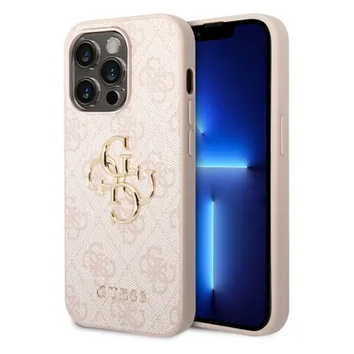 Guess PU 4G Metal Logo kryt iPhone 15 Pro růžový