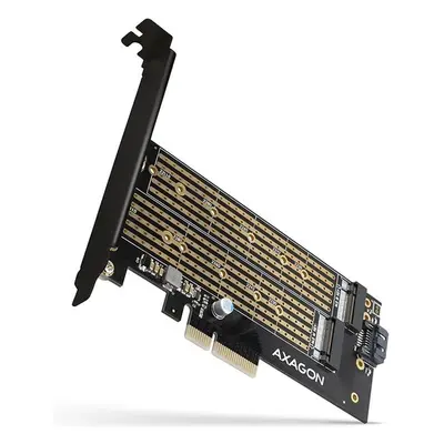 AXAGON PCEM2D PCIe x4 M.2 NVMe Mkey + SATA Bkey slot adaptér vč. LP