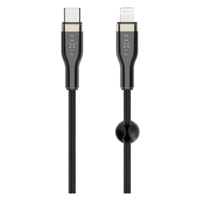 FIXED opletený kabel USB-C/Lightning (PD), MFi, 2m, černý