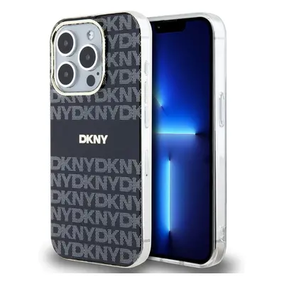 DKNY PC/TPU Repeat Pattern Tonal Stripe Magsafe kryt iPhone 15 Pro černý